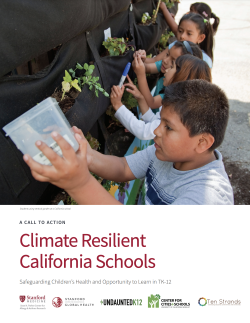 Image of cover of Climate Resilient Schools report with children engaging in a nature-based activity